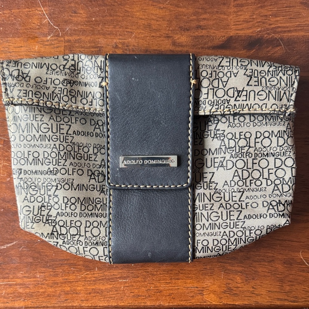 Adolfo Dominguez Black and Tan Clutch Bag